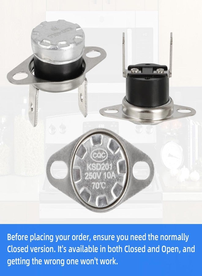 MOTOQUEEN for GE Microwave Oven KSD201 70C Thermostat Thermal Fuse Switch, Temperature Control Switch - Normally Closed - Image 4